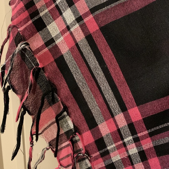 Hot Pink & Black Plaid Square Scarf/Shawl - Picture 3 of 4